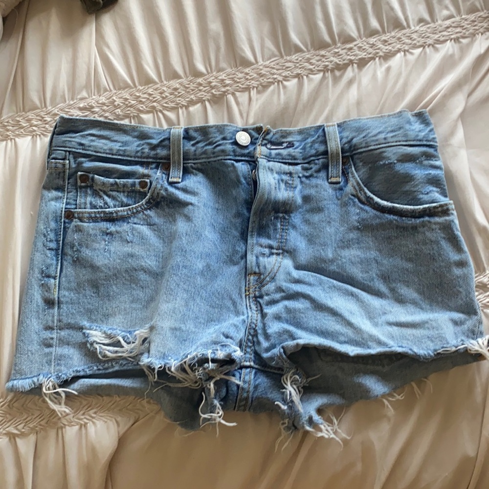 Levi 501 distressed denim shorts